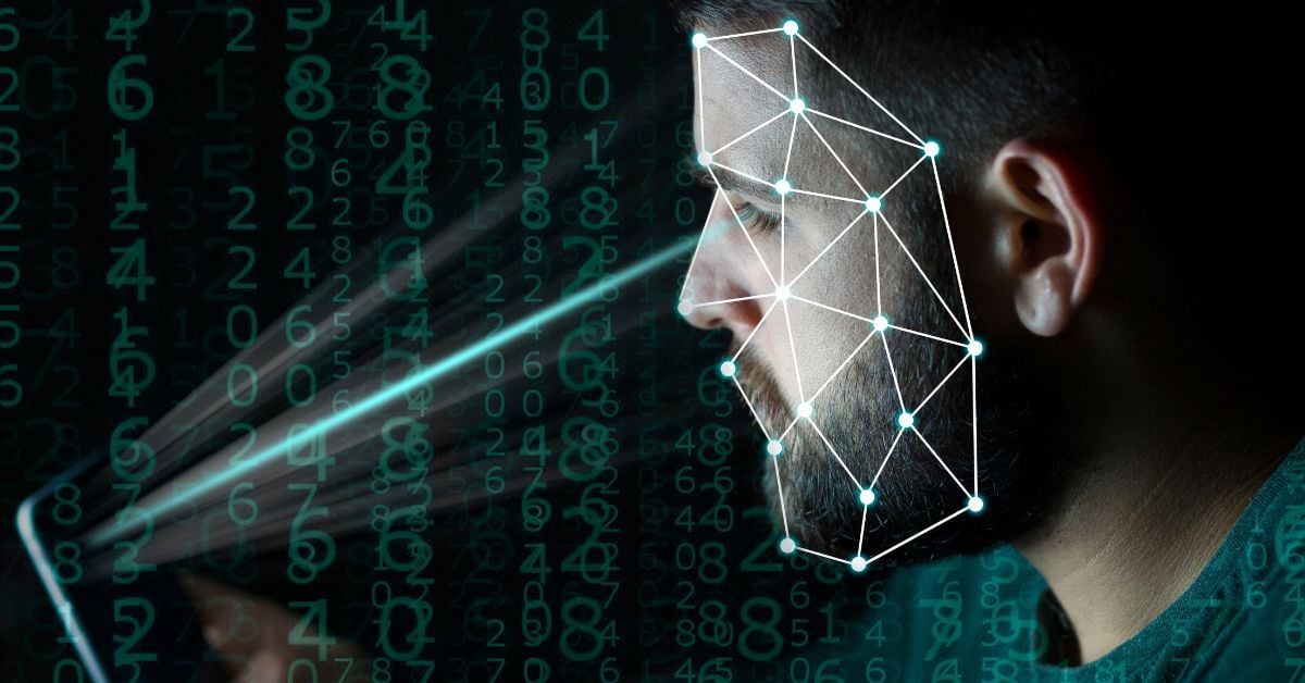 abstract digital overlay on a man's face