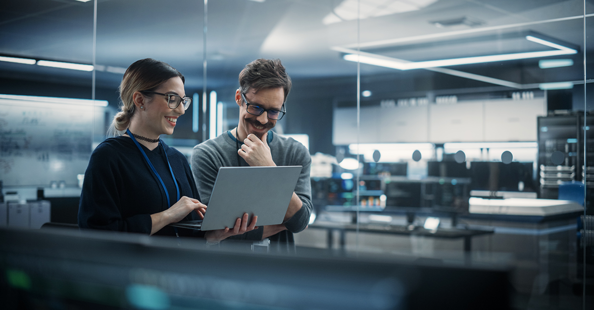it professionals in a server room