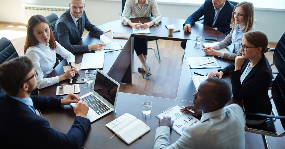 office team meeting in a conference room