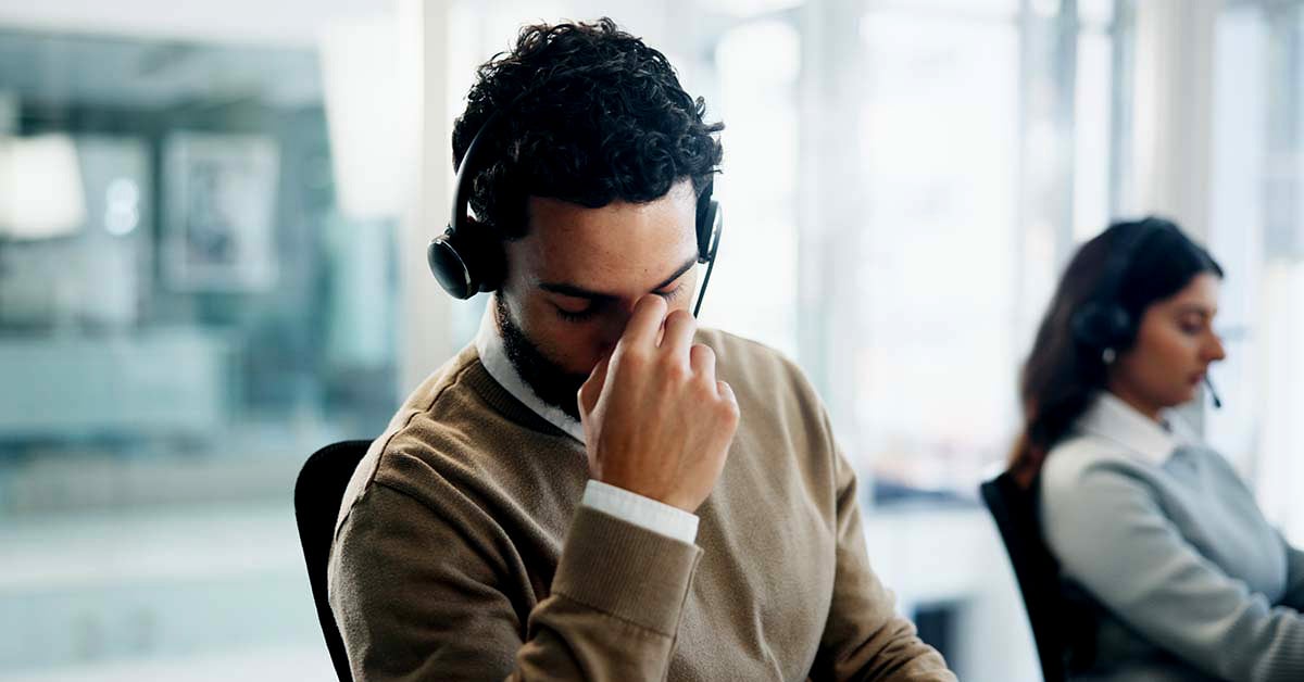 unhappy call center rep