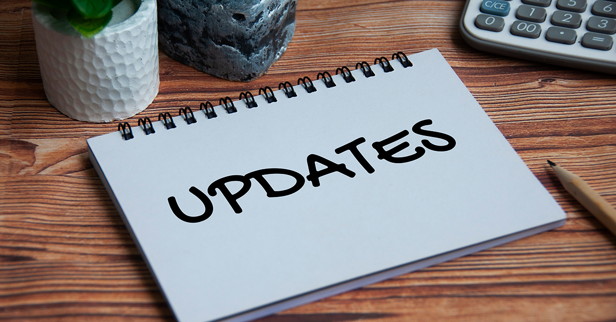 The word updates on a notepad