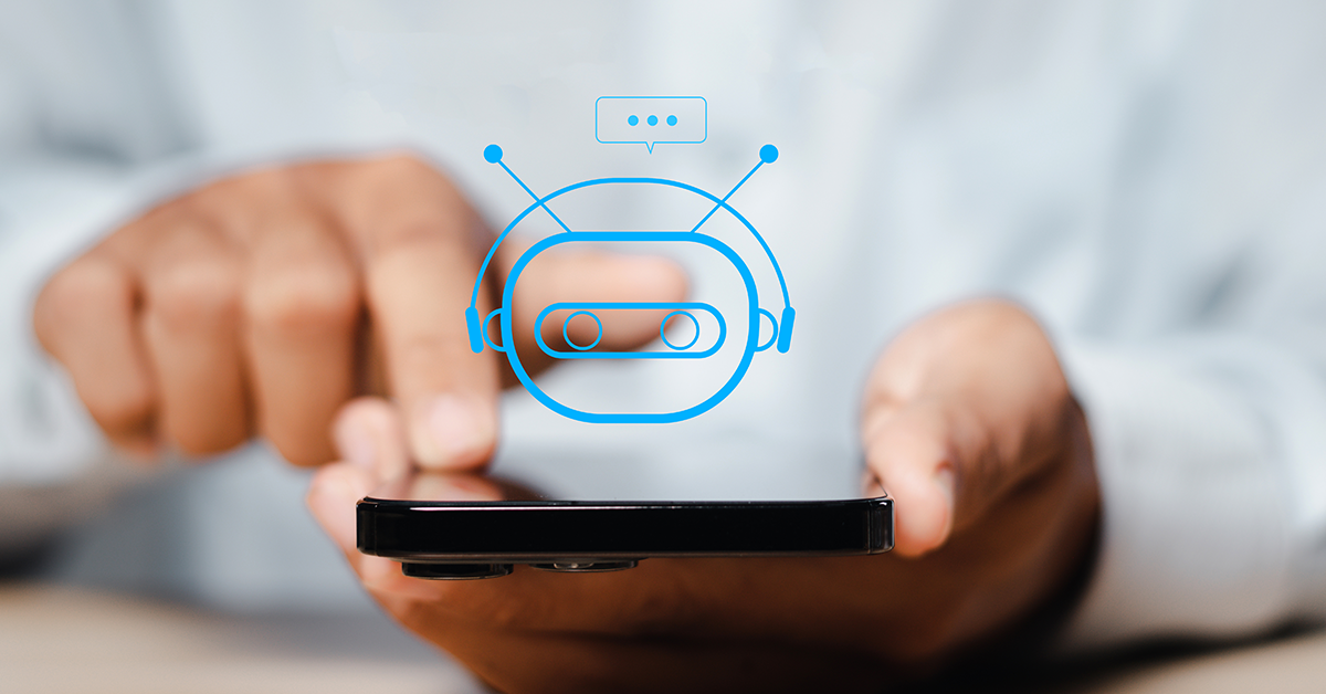 ai chatbot overlay of someone using a phone