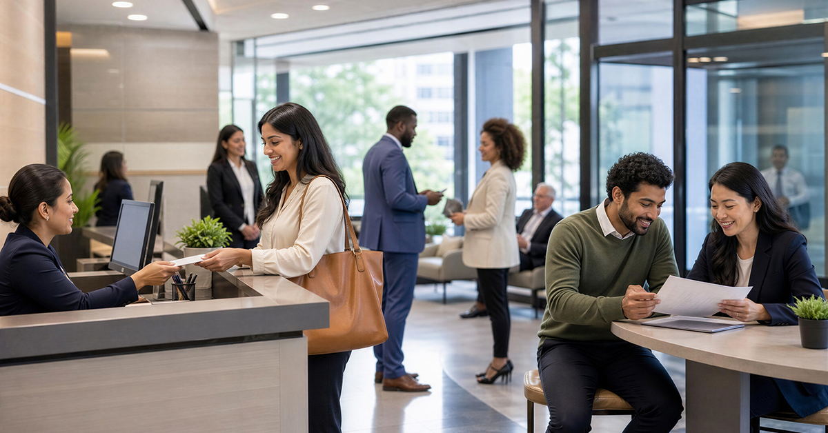 busy bank lobby