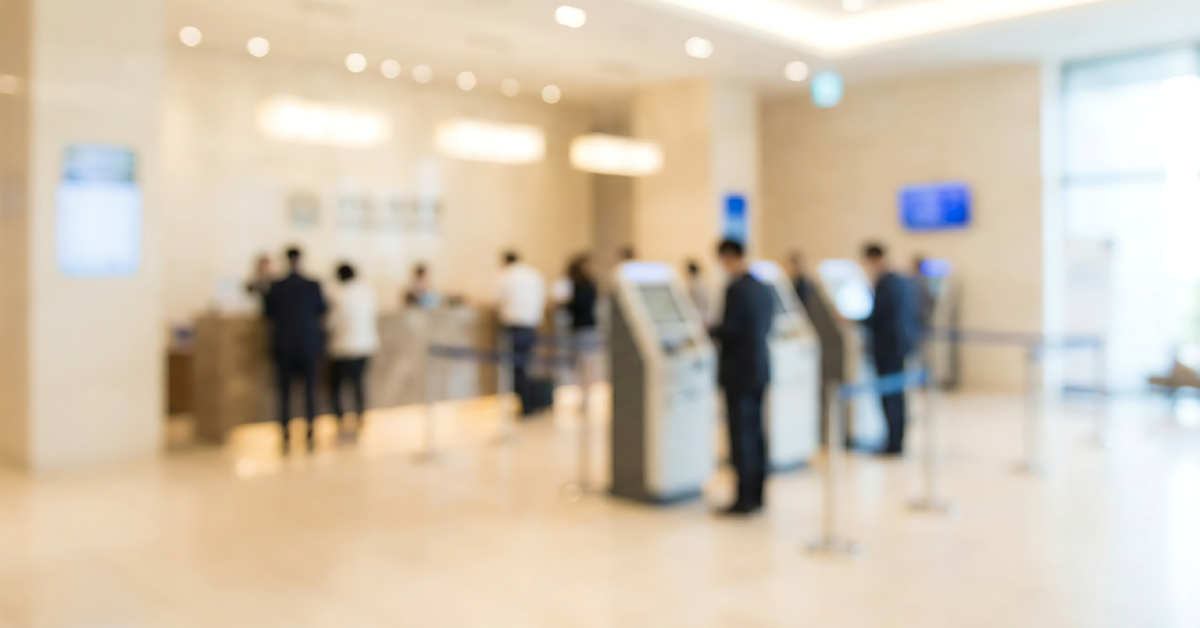 busy bank lobby