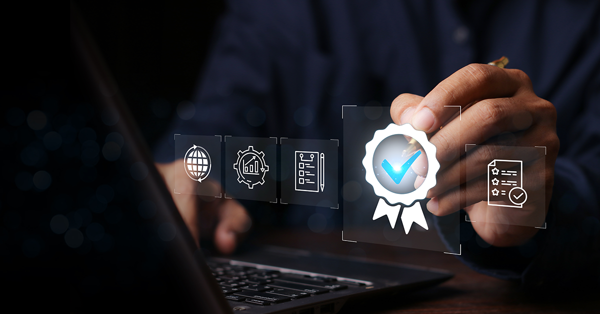 site certificate overlay of someone using a laptop