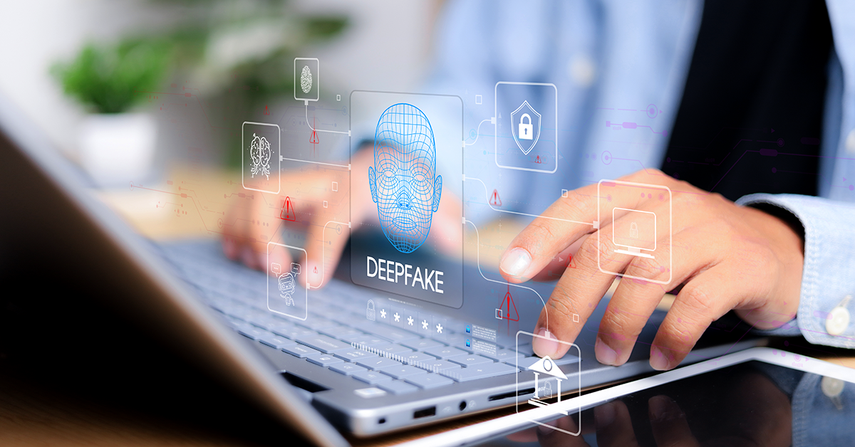 deepfake and security overlay on a computer