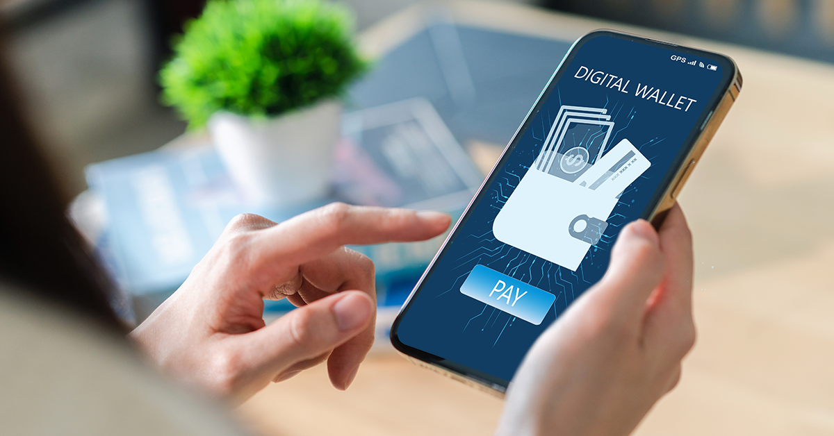 digital wallet showing on a phone