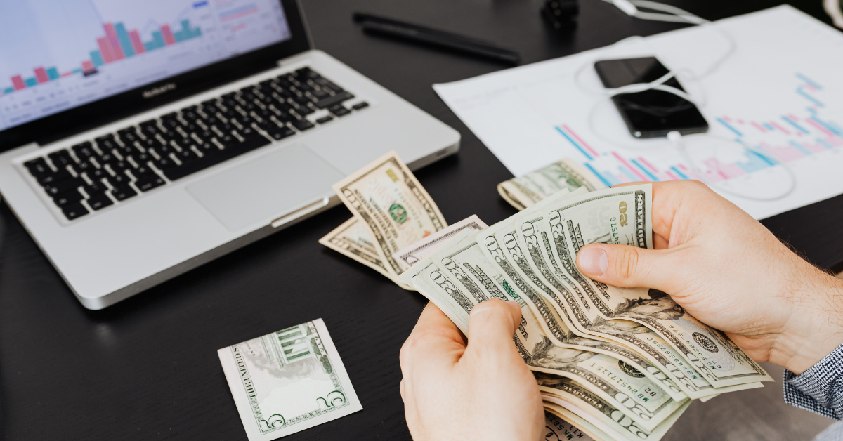 a teller counting cash