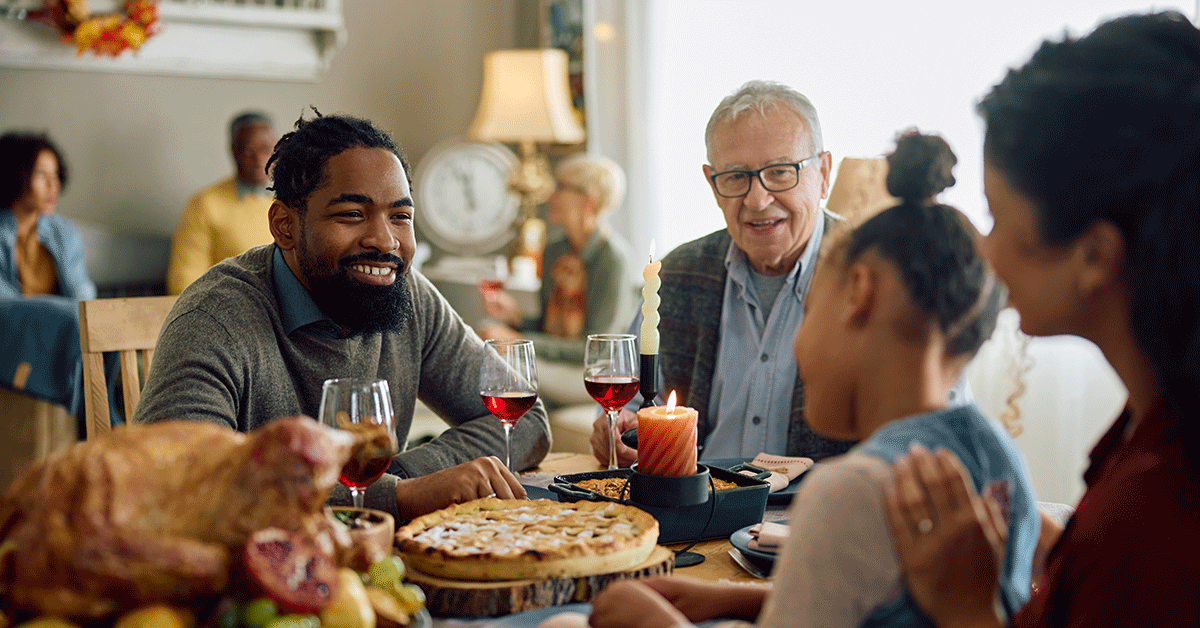 family at a Thanksgiving table