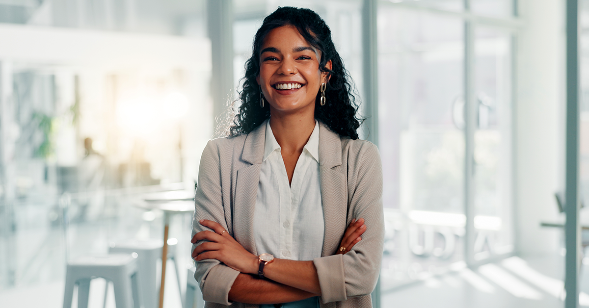 smiling young woman in an office