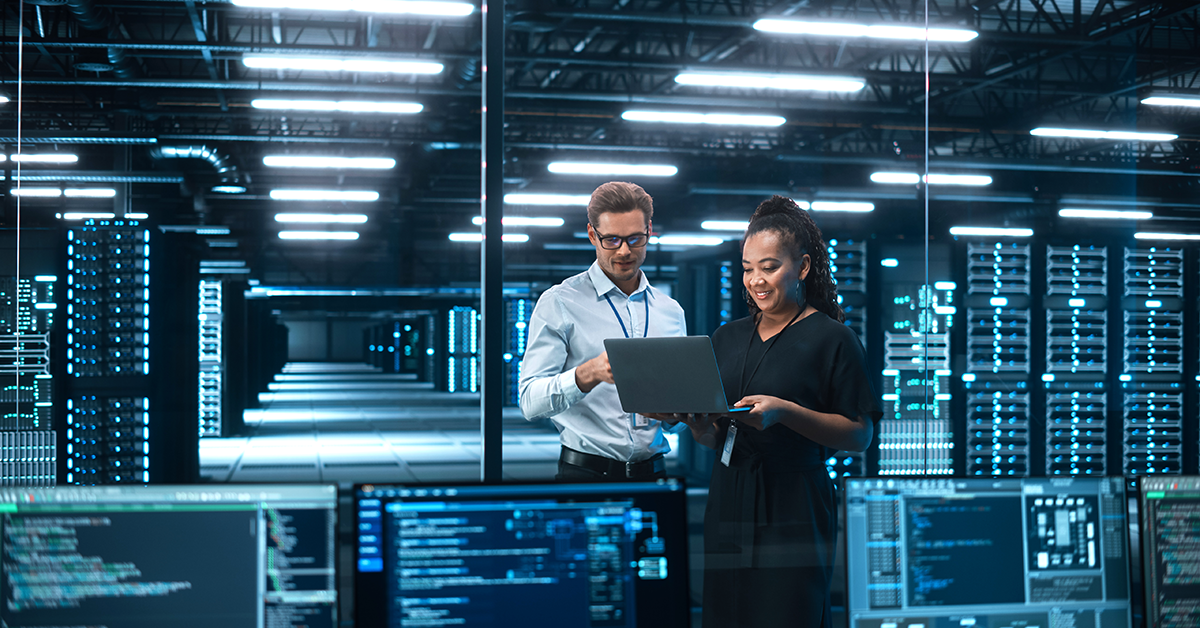 it team in a server room