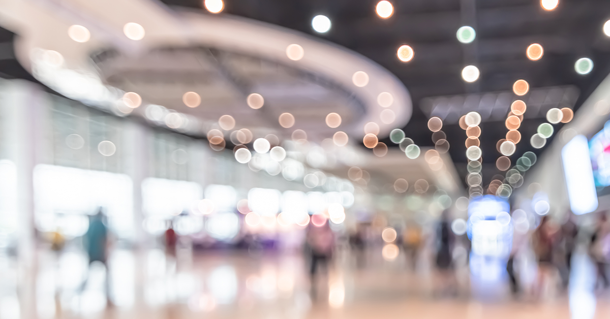 blurred lobby image with lights