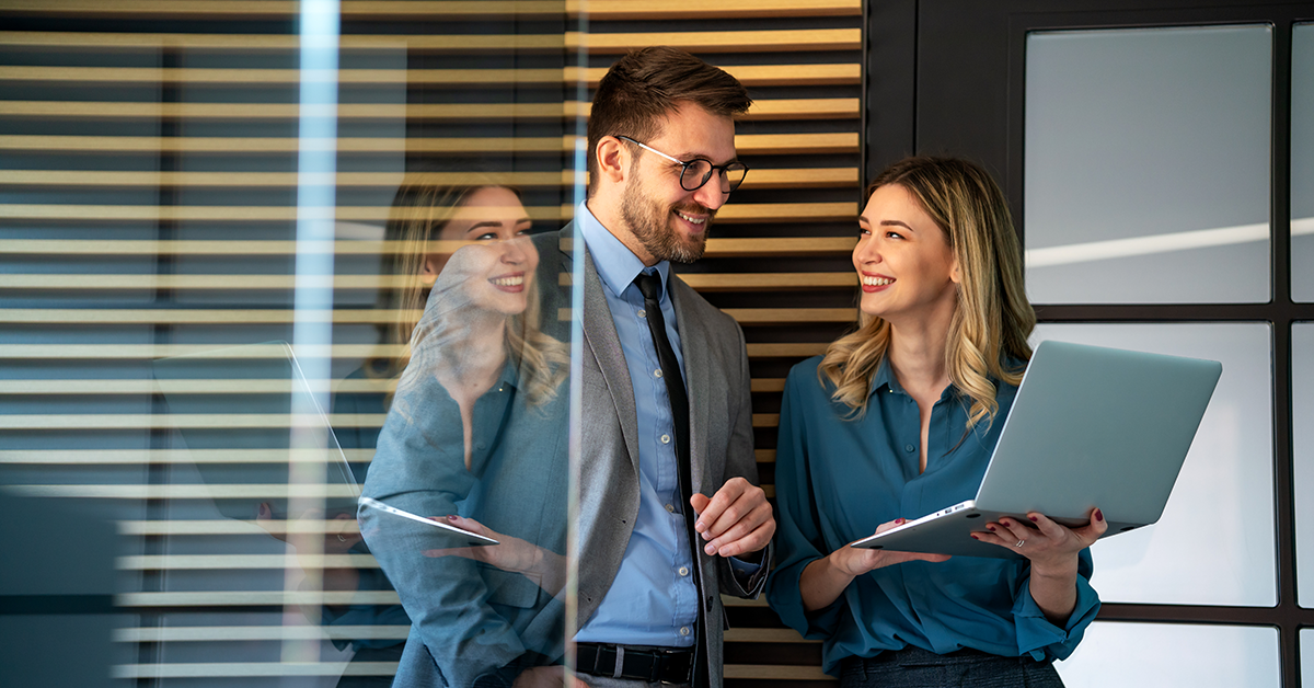 executives talking in an office