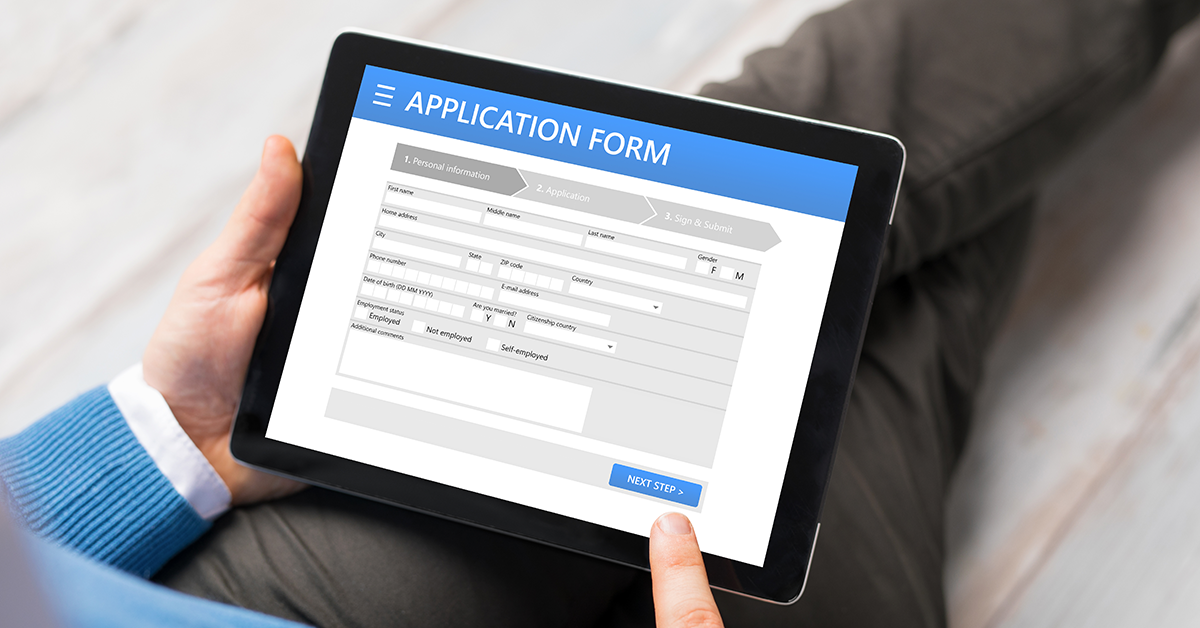 filling out an online application