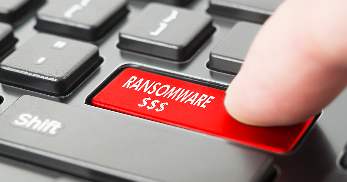 ransomware button on a keyboard