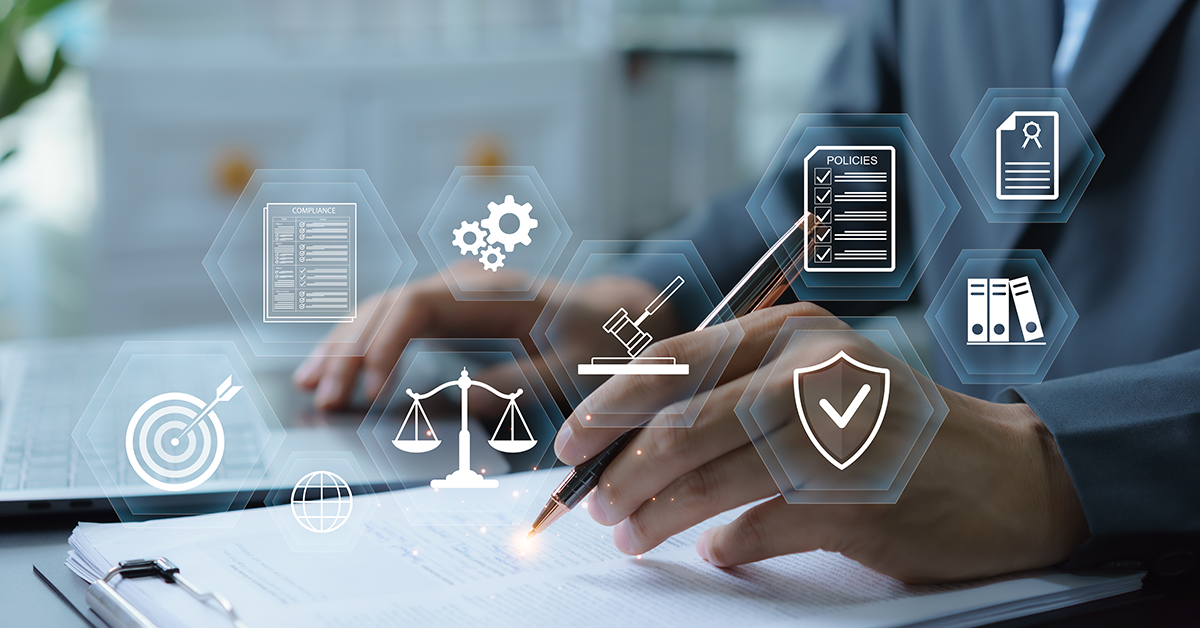 abstract overlay for legal and compliance