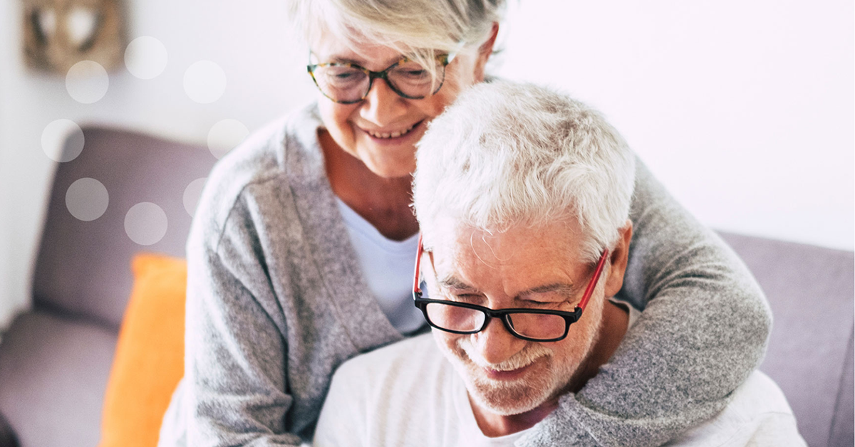 older couple hugging