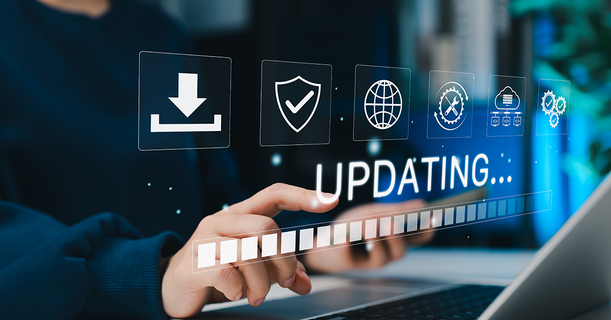 update overlay of someone working at a laptop