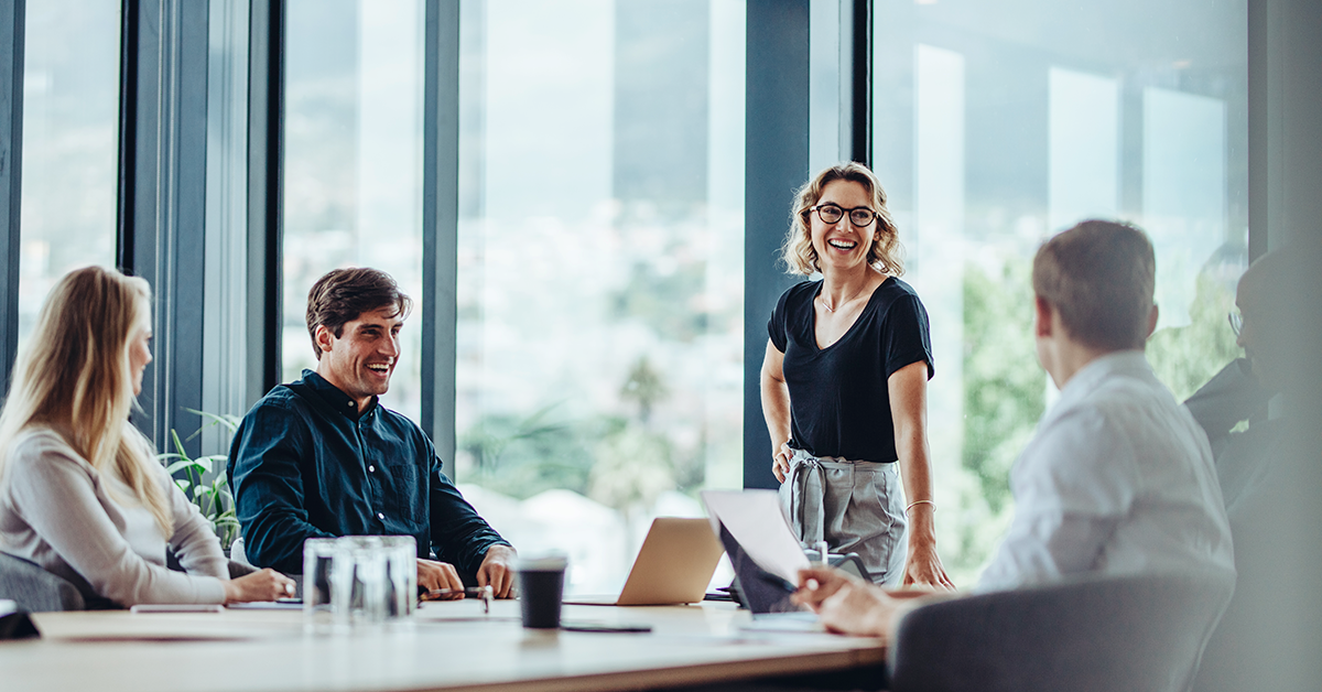 friendly office team meeting