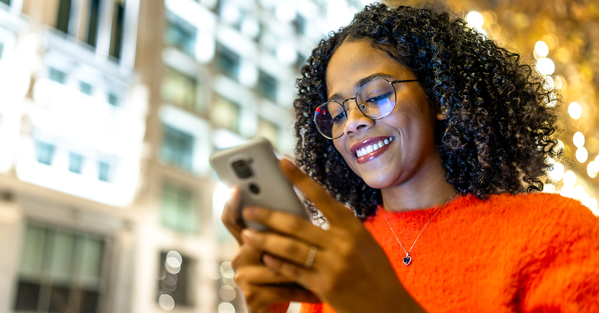 young woman looking at her phone