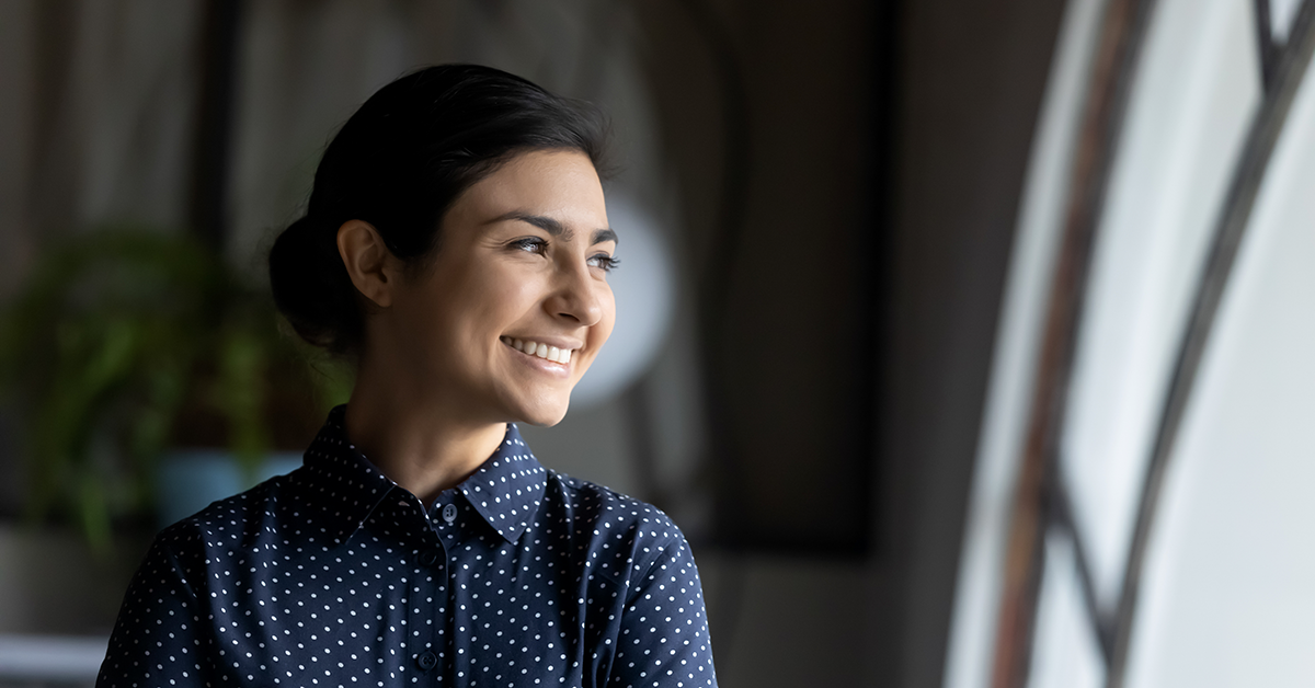 smiling woman in an office